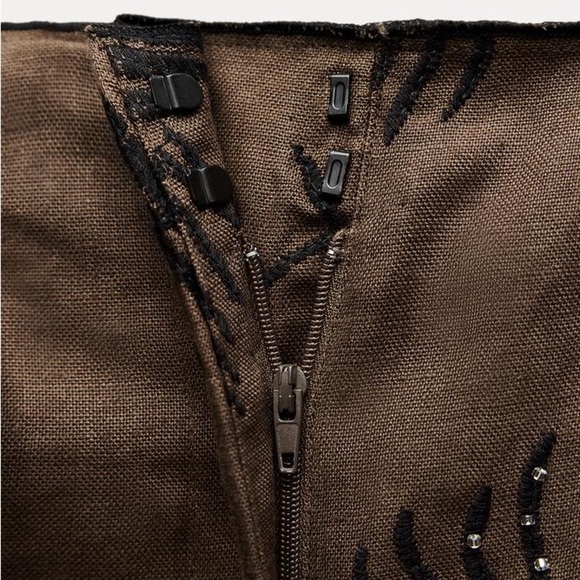 NWT ZARA EMBROIDERED WIDE LEG PANTS ZW COLLECTION - Picture 9 of 16